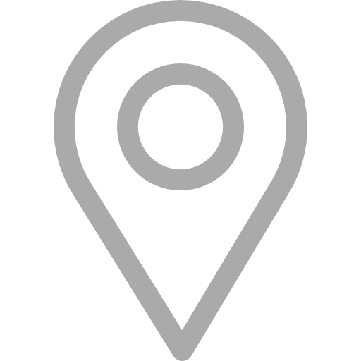 "A grey outline of a map pin icon centered on a transparent background."